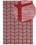Miniatyrbillede 1 af 7: Tæppe Rødt Bomuld 160 x 230 cm Rektangulært Håndtuftet Geometrisk Mønster Boho Stil
