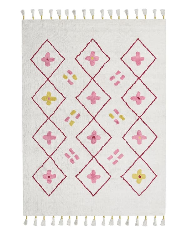 Matto monivärinen puuvilla 160 x 230 lastenhuoneeseen geometrinen kuvio boho-tyyli