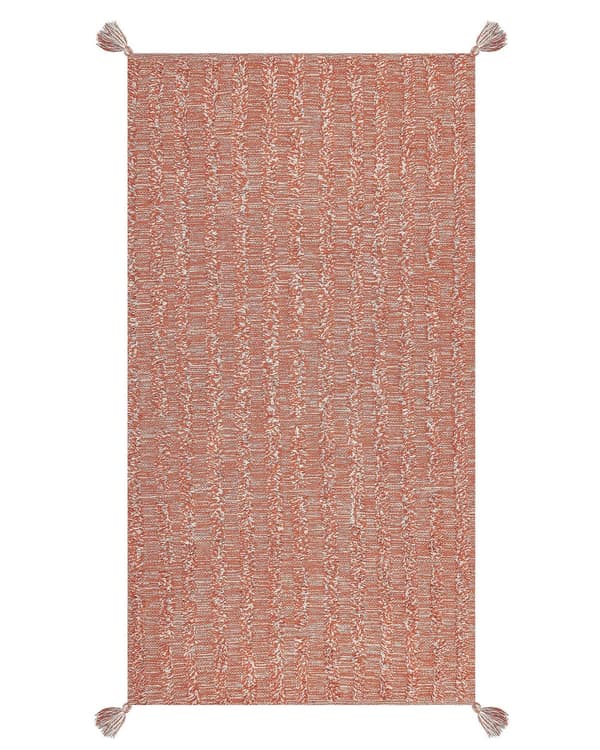 Matto oranssi 80 x 150 cm puuvilla tupsut suorakulmio käsin tuftattu moderni boho