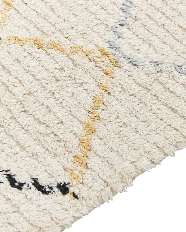 Teppe Beige Bomull 80 x 150 cm Geometrisk mønster Tuftet Minimalistisk Boho Dekorativt Stue Soverom