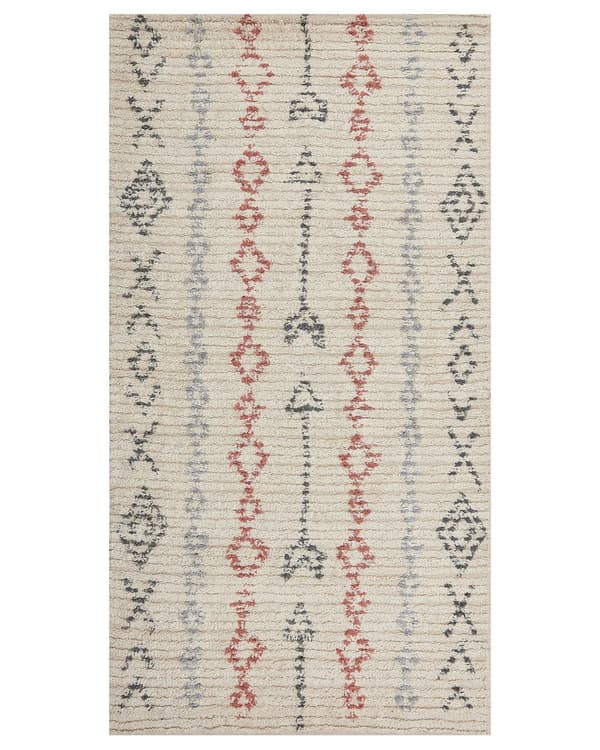 Teppe Beige Bomull 80 x 150 cm Geometrisk mønster Tuftet Minimalistisk Boho Dekorativt Stue Soverom