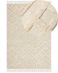 Miniatyrbilde 1 av 7: Teppe Beige Bomull 80 x 150 cm Geometrisk mønster Frynser Tuftet Shaggy Minimalistisk Boho Dekorativt Stue Soverom