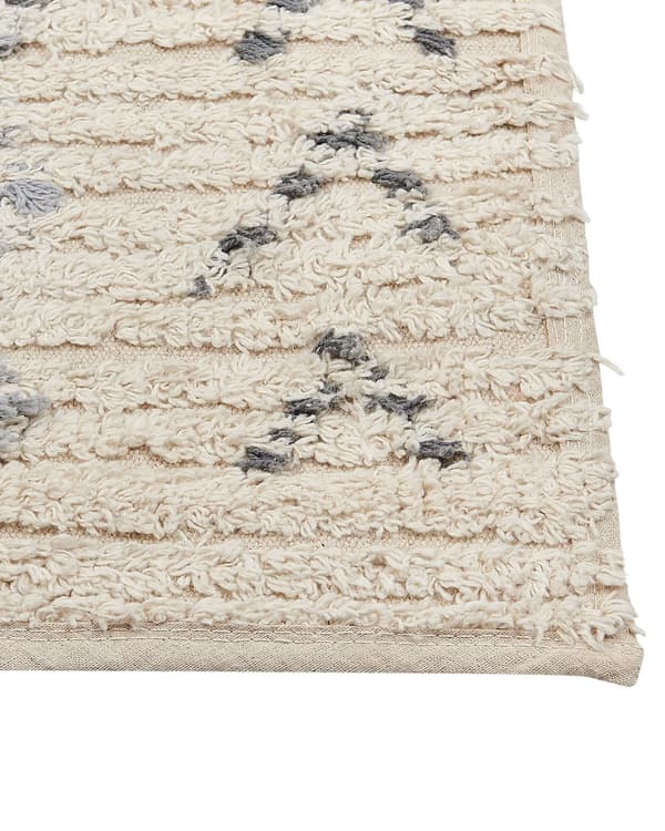 Teppe Beige Bomull 140 x 200 cm Geometrisk mønster Tuftet Minimalistisk Boho Dekorativt Stue Soverom