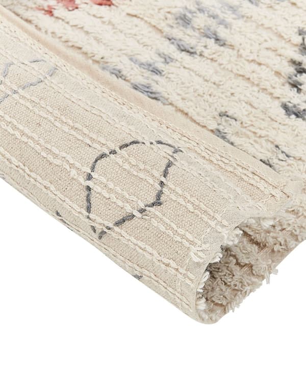 Teppe Beige Bomull 140 x 200 cm Geometrisk mønster Tuftet Minimalistisk Boho Dekorativt Stue Soverom
