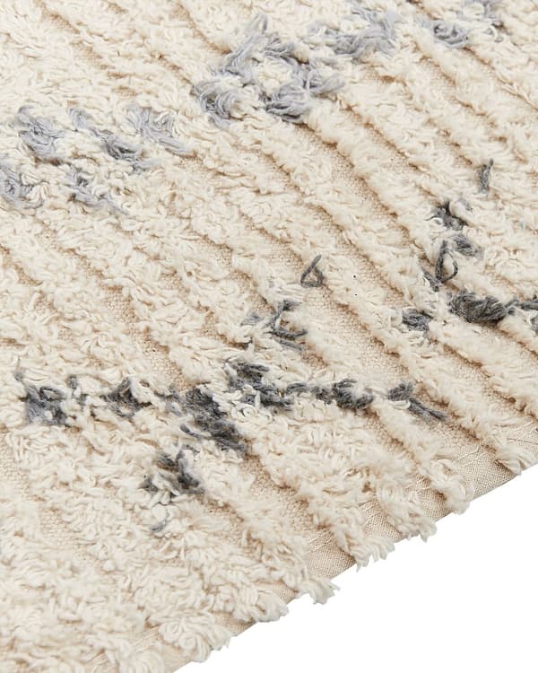 Teppe Beige Bomull 140 x 200 cm Geometrisk mønster Tuftet Minimalistisk Boho Dekorativt Stue Soverom