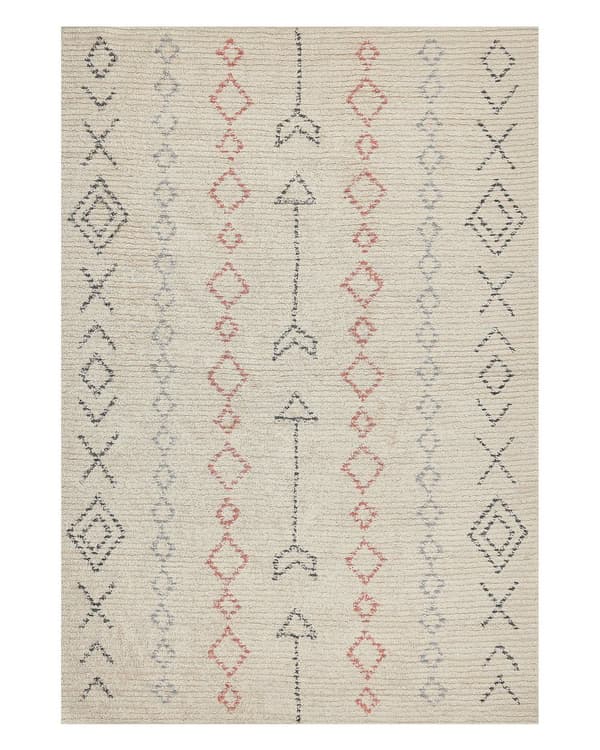 Teppe Beige Bomull 140 x 200 cm Geometrisk mønster Tuftet Minimalistisk Boho Dekorativt Stue Soverom