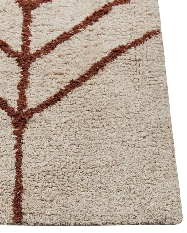 Tæppe Beige Bomuld 200 x 200 cm Firkantet Geometrisk Mønster Boho Stil