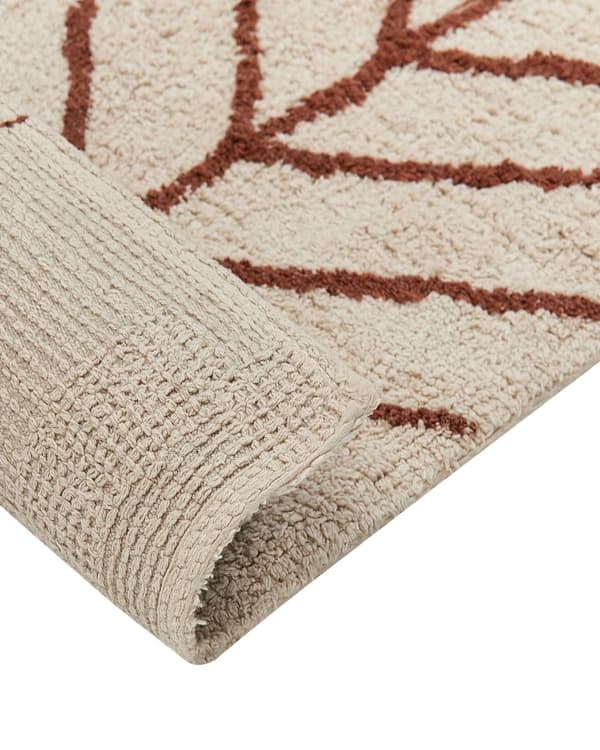 Tæppe Beige Bomuld 200 x 200 cm Firkantet Geometrisk Mønster Boho Stil