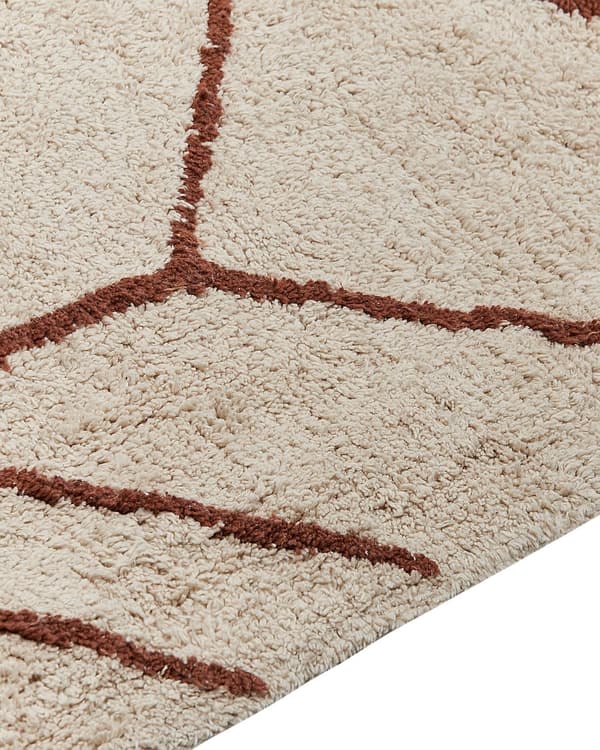 Tæppe Beige Bomuld 200 x 200 cm Firkantet Geometrisk Mønster Boho Stil