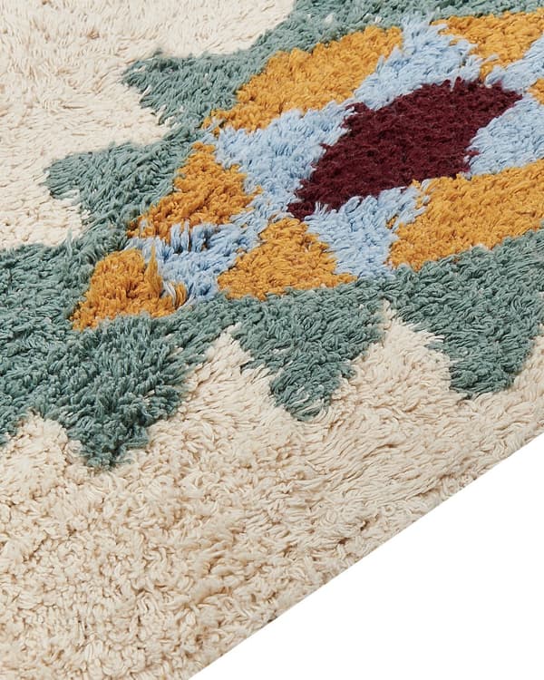 Teppe Flerfarget Bomull 140 x 200 cm Håndtuftet Rektangulært Geometrisk mønster Moderne Boho Dekorativt Stue Soverom