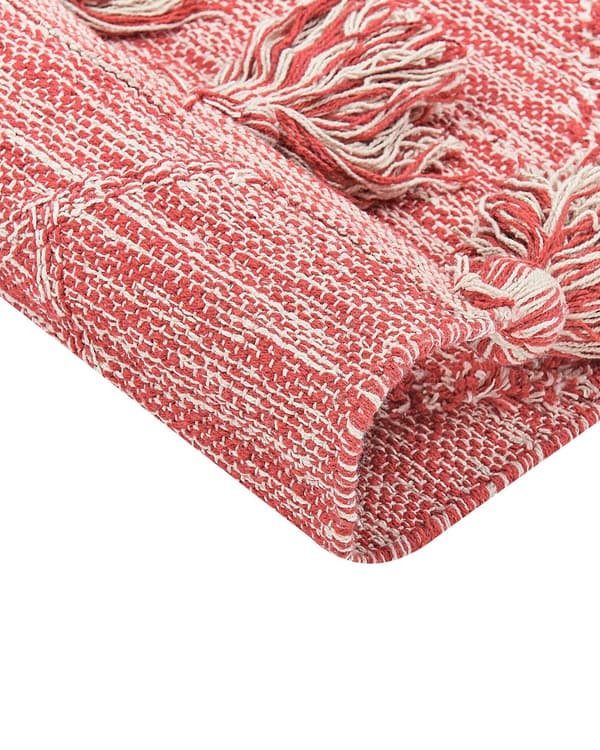 Teppe Rød Bomull 160 x 230 cm Dusker Geometrisk mønster Rektangulært Moderne Boho Dekorativt Stue Soverom