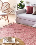 Miniatyrbilde 2 av 7: Teppe Rød Bomull 160 x 230 cm Dusker Geometrisk mønster Rektangulært Moderne Boho Dekorativt Stue Soverom