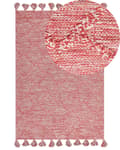 Miniatyrbilde 1 av 7: Teppe Rød Bomull 160 x 230 cm Dusker Geometrisk mønster Rektangulært Moderne Boho Dekorativt Stue Soverom