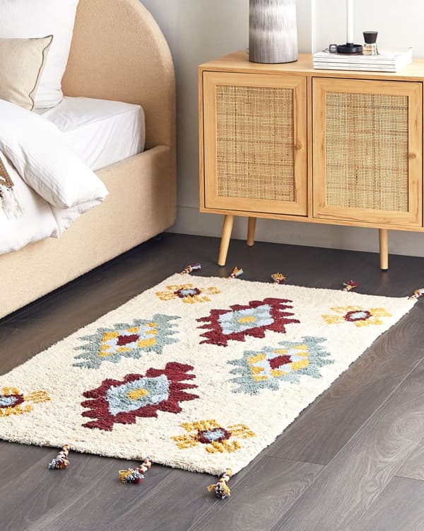 Teppe Flerfarget Bomull 80 x 150 cm Håndtuftet Rektangulært Geometrisk mønster Moderne Boho Dekorativt Stue Soverom