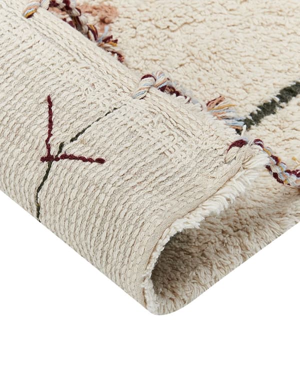 Teppe Beige Bomull 140 x 200 cm Geometrisk mønster Håndtuftet Rektangulært Moderne Boho Dekorativt Stue Soverom