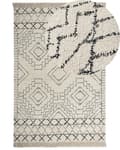 Miniatyrbillede 1 af 7: Tæppe Bomuld Beige og Sort Aztec-mønster 160 x 230 cm Lav luv Moderne Stil