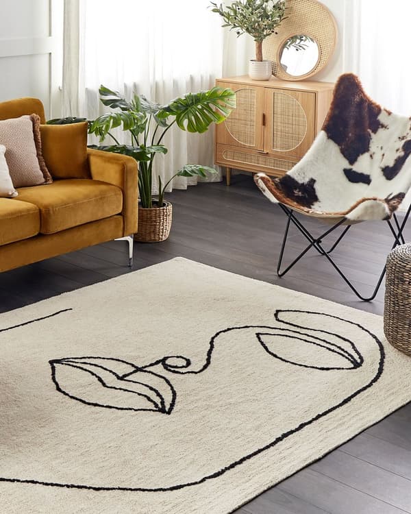 Matto beige puuvilla 160 x 230 cm kasvokuvio lyhytnukkainen moderni tyyli