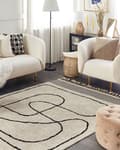 Pikkukuva 2 / 6: Matto beige/musta puuvilla 160 x 230 cm abstrakti kuvio hapsut moderni tyyli
