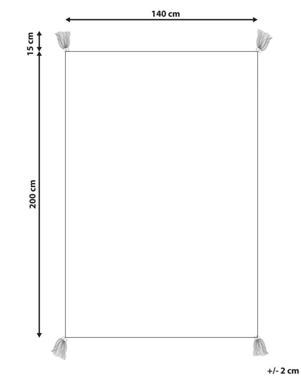 Matta Beige Bomull 140 x 200 cm Rektangulär med Tofsar Geometriskt Mönster Boho Orientalisk Stil