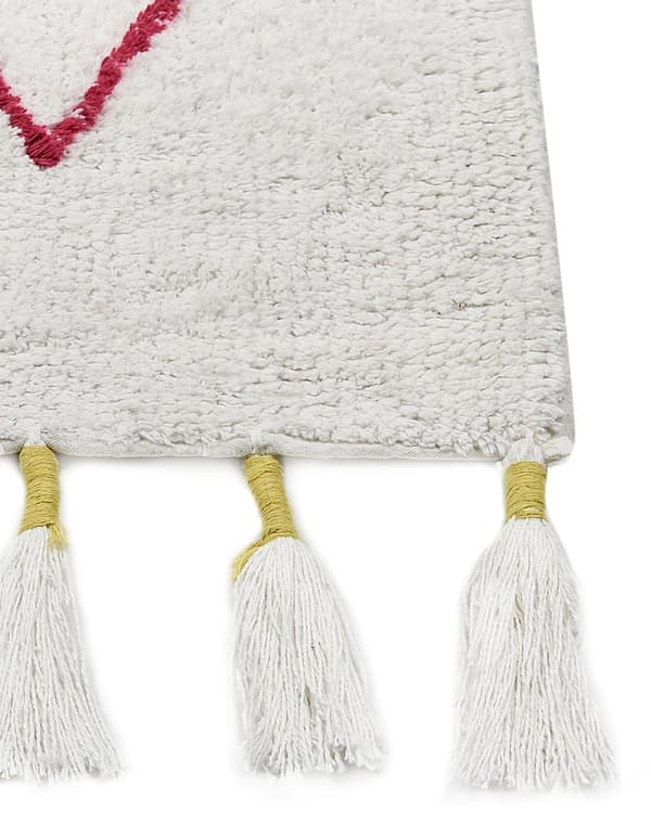Matta Flerfärgad Bomull 80 x 150 cm Rektangulär med tofsar Geometriskt Mönster Boho Orientalisk Stil