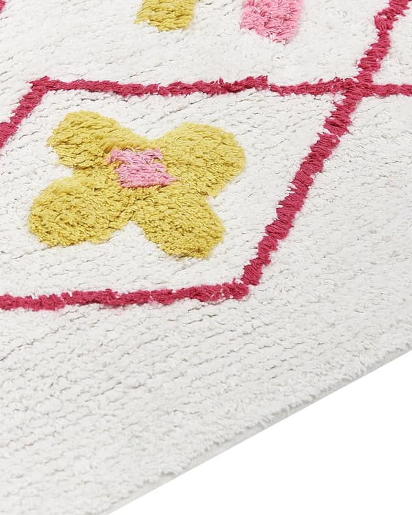 Matta Flerfärgad Bomull 80 x 150 cm Rektangulär med tofsar Geometriskt Mönster Boho Orientalisk Stil