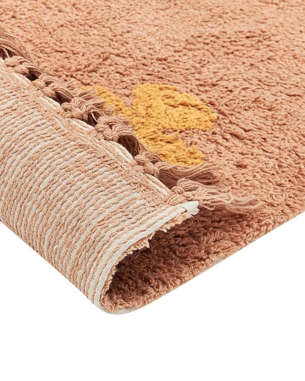 Gulvteppe Oransje Bomull 140 x 200 cm Rektangulært med dusker Geometrisk Mønster Boho Orientalsk