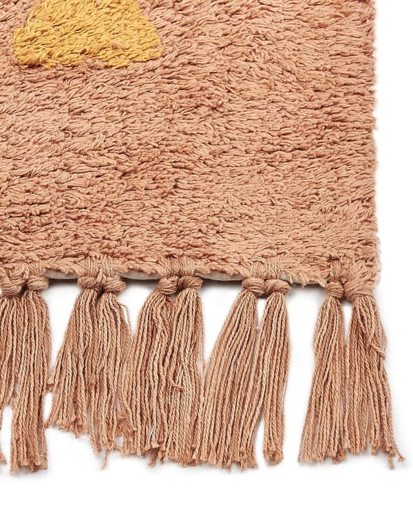 Gulvteppe Oransje Bomull 140 x 200 cm Rektangulært med dusker Geometrisk Mønster Boho Orientalsk