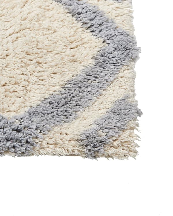 Teppe Beige Grå Bomull 140 x 200 cm Geometrisk mønster Rektangulært Håndtuftet Dekorasjon Stue Soverom