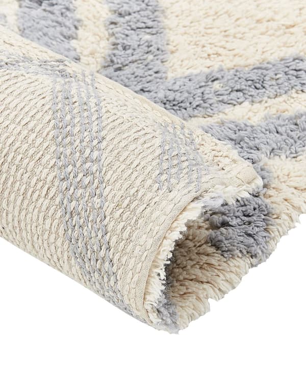Teppe Beige Grå Bomull 140 x 200 cm Geometrisk mønster Rektangulært Håndtuftet Dekorasjon Stue Soverom
