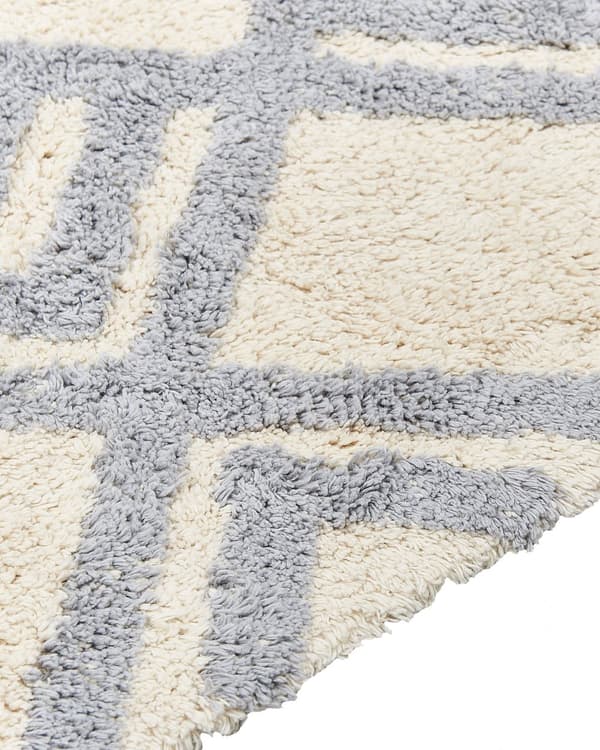 Teppe Beige Grå Bomull 140 x 200 cm Geometrisk mønster Rektangulært Håndtuftet Dekorasjon Stue Soverom