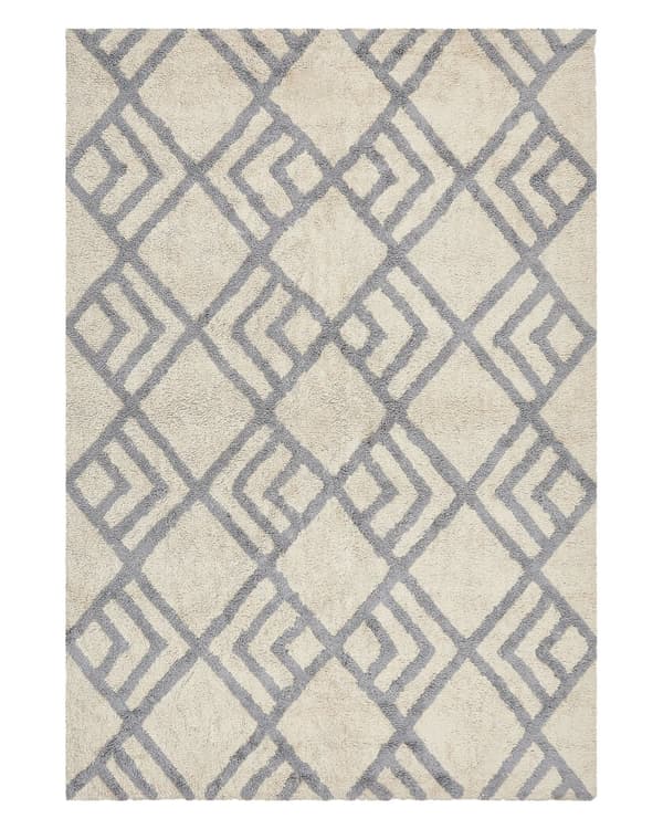 Teppe Beige Grå Bomull 140 x 200 cm Geometrisk mønster Rektangulært Håndtuftet Dekorasjon Stue Soverom