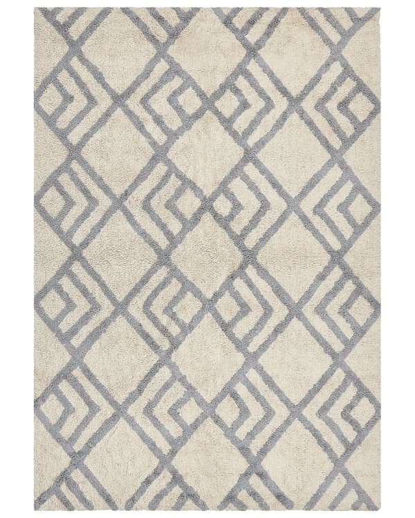 Teppe Beige Grå Bomull 160 x 230 cm Geometrisk mønster Rektangulært Håndtuftet Dekorasjon Stue Soverom