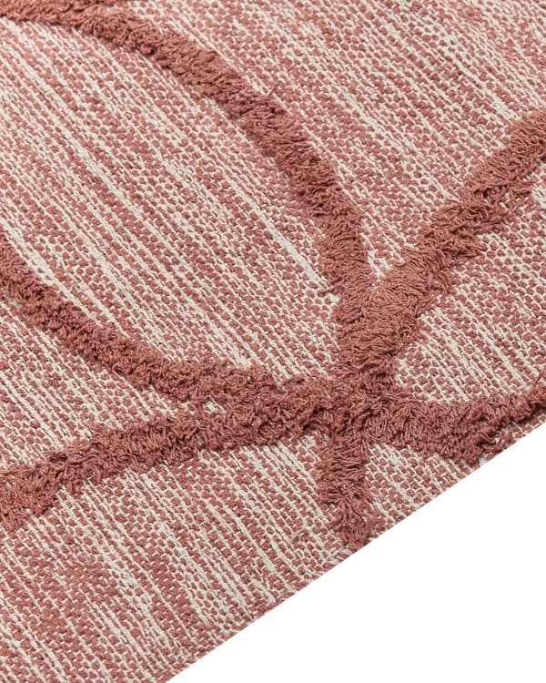 Gulvteppe Rød Bomull 80 x 150 cm Rektangulært med dusker Geometrisk Mønster Boho Orientalsk