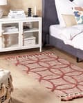 Miniatyrbilde 2 av 7: Gulvteppe Rød Bomull 80 x 150 cm Rektangulært med dusker Geometrisk Mønster Boho Orientalsk