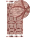 Miniatyrbilde 1 av 7: Gulvteppe Rød Bomull 80 x 150 cm Rektangulært med dusker Geometrisk Mønster Boho Orientalsk