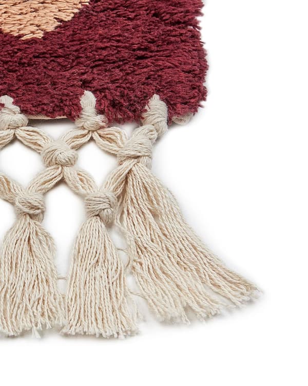 Gulvteppe Rød Bomull 80 x 150 cm Rektangulært med dusker Mønster Boho Orientalsk