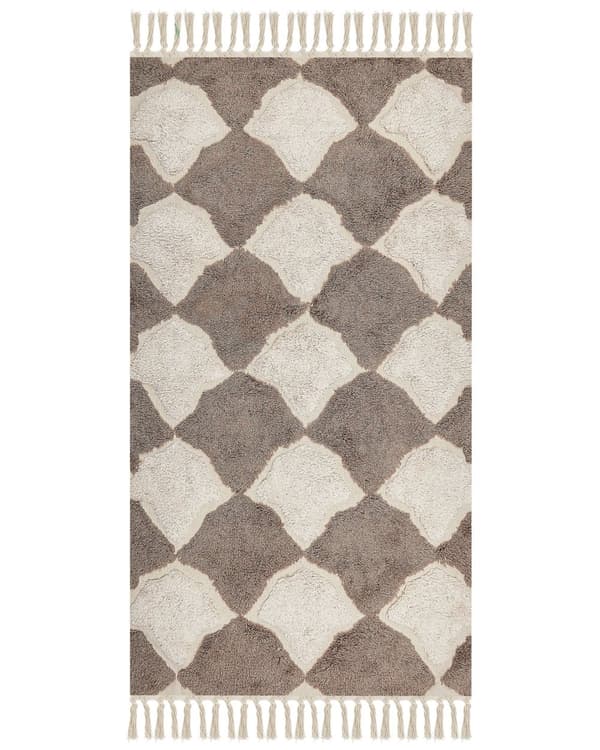 Gulvteppe Brun Beige Bomull 80 x 150 cm Rektangulært med dusker Geometrisk Mønster Boho Orientalsk