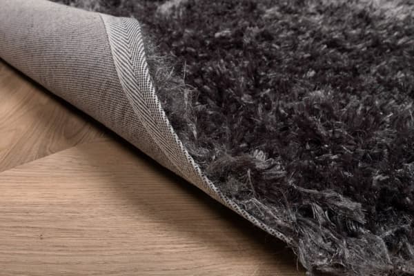 Natta tæppe Ø200 cm polyester mørkegrå.