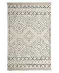 Miniatyrbilde 4 av 7: Gulvteppe Beige Svart Bomull 140 x 200 cm Aztekisk Mønster Lav Moderne Vintage