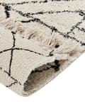 Miniatyrbilde 5 av 7: Gulvteppe Beige Svart Bomull 140 x 200 cm Aztekisk Mønster Lav Moderne Vintage