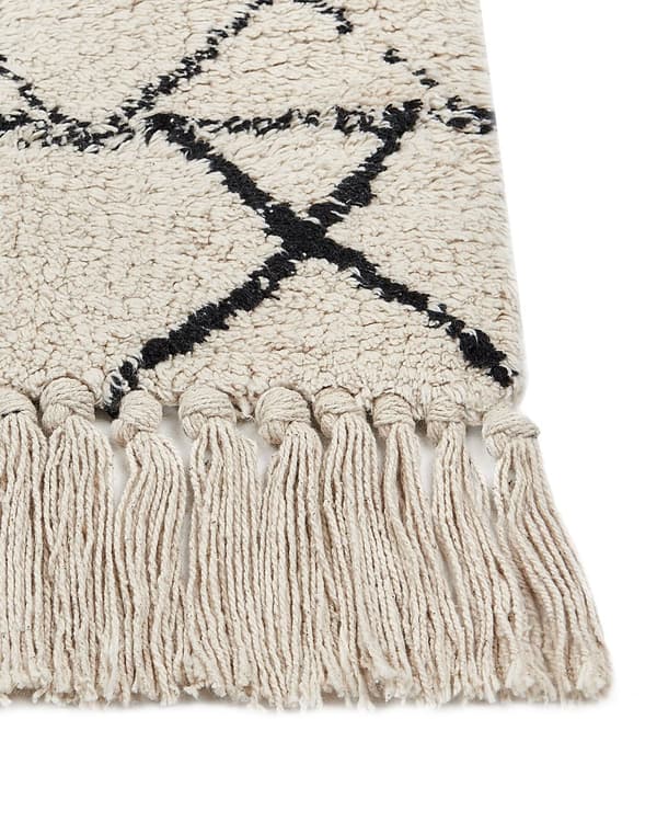 Gulvteppe Beige Svart Bomull 140 x 200 cm Aztekisk Mønster Lav Moderne Vintage