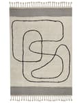 Miniatyrbilde 1 av 6: Gulvteppe Teppe Beige Svart Bomull 160 x 230 cm Abstrakt Mønster Lav Moderne