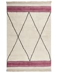 Miniatyrbilde 1 av 6: Teppe Beige Rosa Bomull 160 x 230 cm Geometrisk mønster Frynser Boho Moderne Dekorativt Tilbehør Stue Soverom