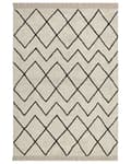 Miniatyrbilde 1 av 7: Teppe Beige Svart Bomull 160 x 230 cm Geometrisk mønster Frynser Tuftet Minimalistisk Moderne Dekorativt Tilbehør Stue Soverom