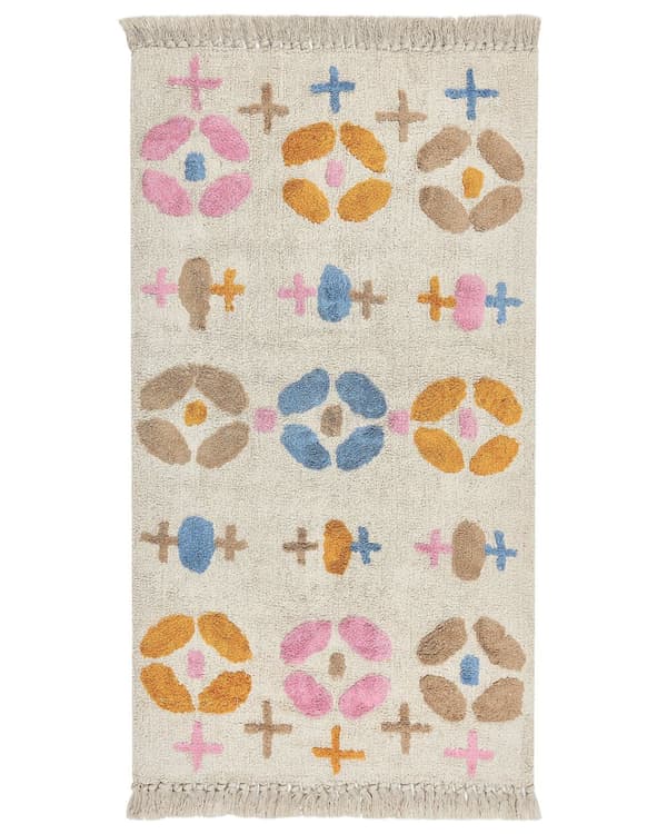 Teppe Flerfarget Bomull 80 x 150 cm Geometrisk mønster Frynser Boho Dekorativt Tilbehør Barnerom Til barn