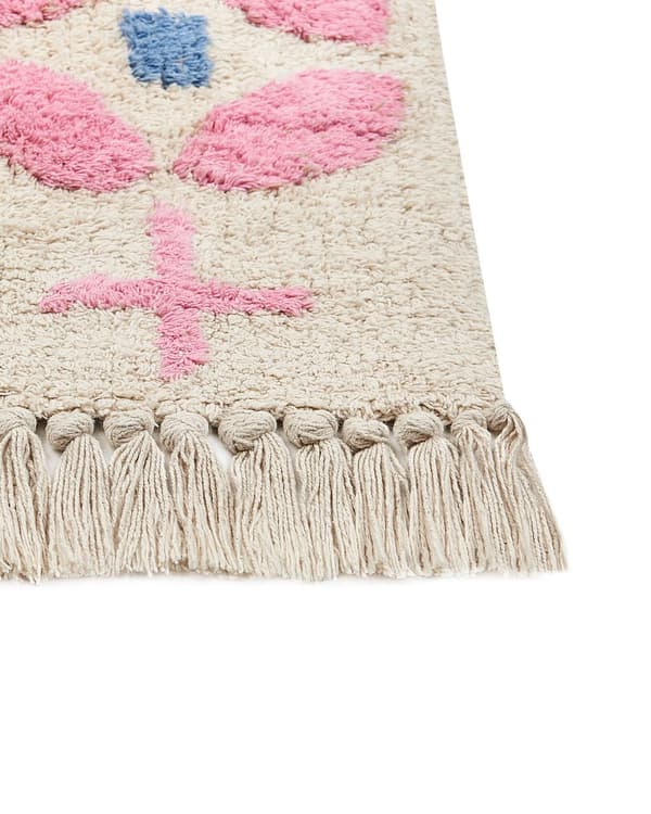 Teppe Flerfarget Bomull 80 x 150 cm Geometrisk mønster Frynser Boho Dekorativt Tilbehør Barnerom Til barn