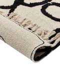 Miniatyrbilde 5 av 6: Teppe Beige Svart Bomull 160 x 230 cm Abstrakt mønster Frynser Minimalistisk Moderne Dekorativt Tilbehør Stue Soverom