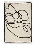 Miniatyrbilde 1 av 6: Teppe Beige Svart Bomull 160 x 230 cm Abstrakt mønster Frynser Minimalistisk Moderne Dekorativt Tilbehør Stue Soverom