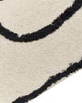 Miniatyrbilde 4 av 6: Teppe Beige Svart Bomull 80 x 150 cm Abstrakt mønster Frynser Minimalistisk Moderne Dekorativt Tilbehør Stue Soverom