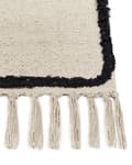 Miniatyrbilde 6 av 6: Teppe Beige Svart Bomull 80 x 150 cm Abstrakt mønster Frynser Minimalistisk Moderne Dekorativt Tilbehør Stue Soverom